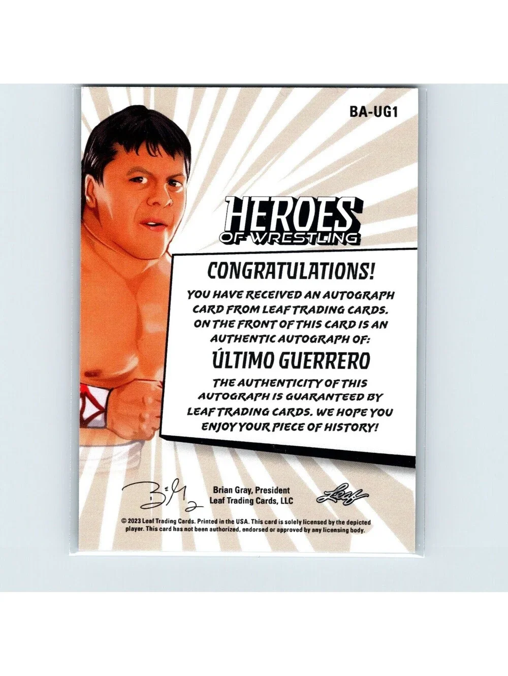 2023 Leaf Heroes of Wrestling Último Guerrero #BA-UG1 Autographs